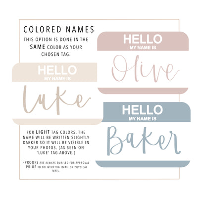 "Hello my Name is" Baby Name Tags