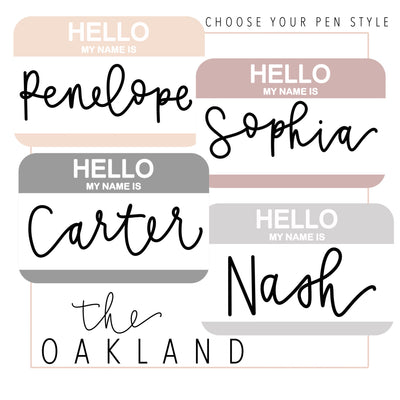 DUE SOON "Hello my Name is" Baby Name Tags