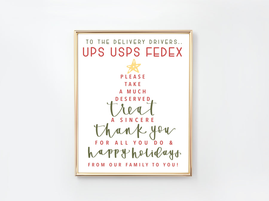 Delivery Drivers Holiday Note