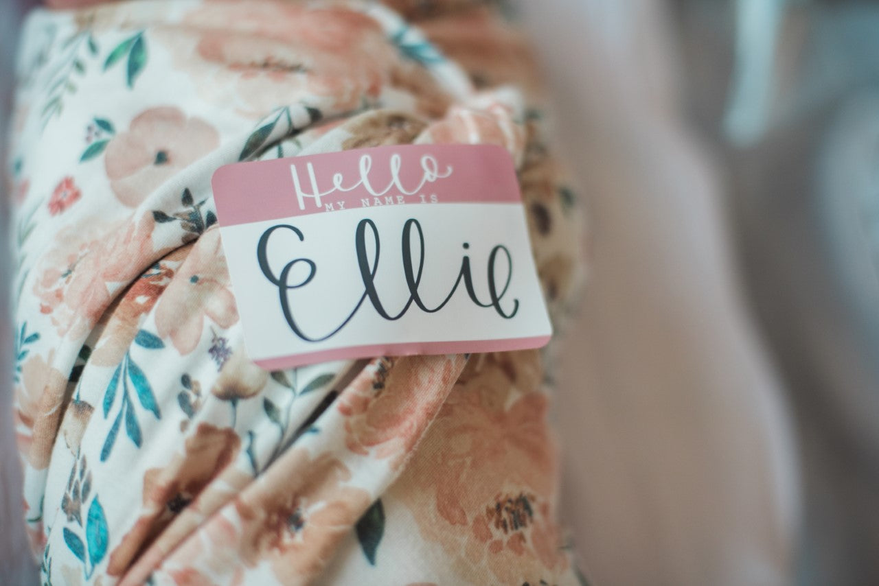 DUE SOON "Hello my Name is" Baby Name Tags