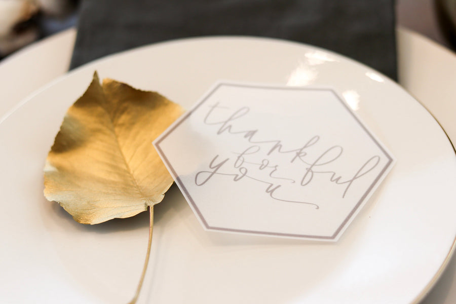 Thanksgiving tags | friendsgiving card THANKFUL for YOU card | Vellum Thanksgiving Card | Modern Calligraphy Card | Tab