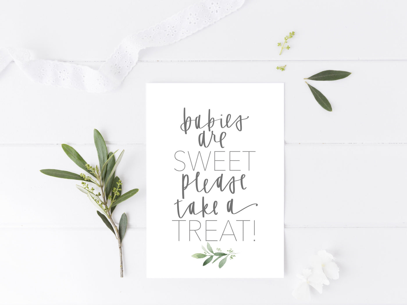 Treats Sign | Baby Shower | Greenery