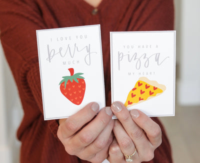 FOOD PUN LOVE notes | Valentines | Lunchbox Notes | Calligraphy Tags | Love Notes | Kids | February| Printable