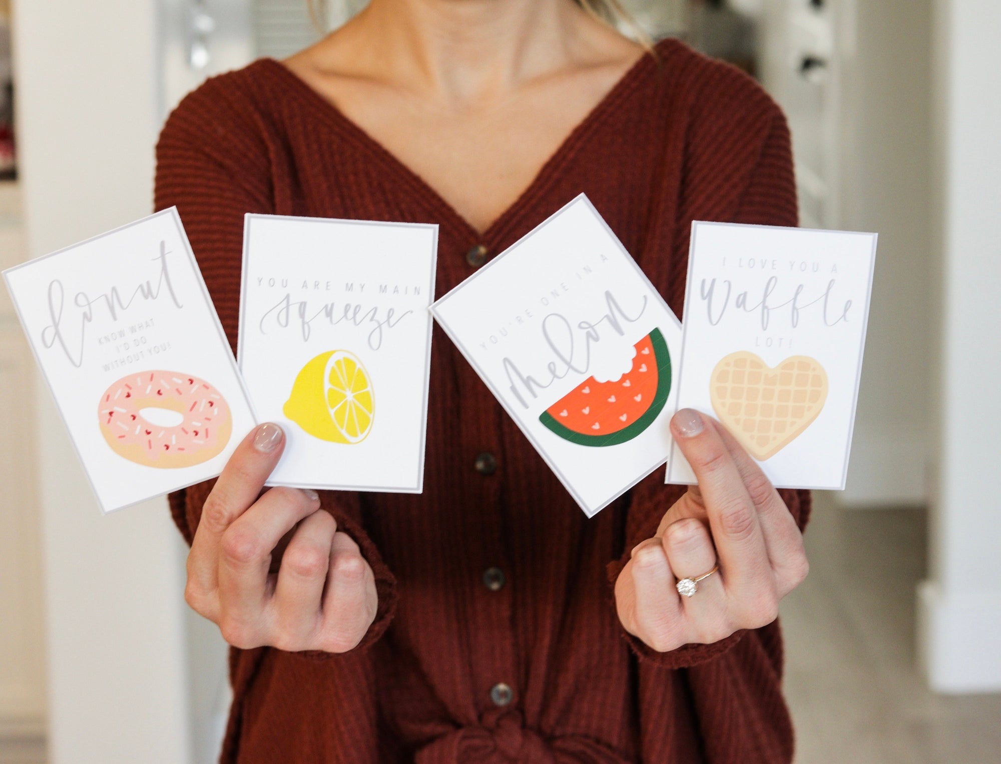 FOOD PUN LOVE notes | Valentines | Lunchbox Notes | Calligraphy Tags | Love Notes | Kids | February| Printable