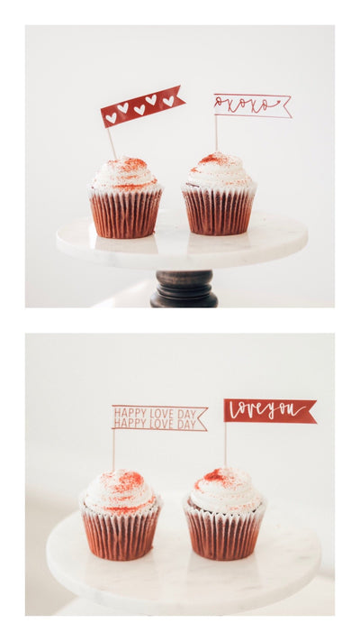 RED | bundle XOXO Valentines Day | Banner, Print, Cupcake Toppers | Galentines | February | Holiday Decor | Calligraphy| Instant Download |