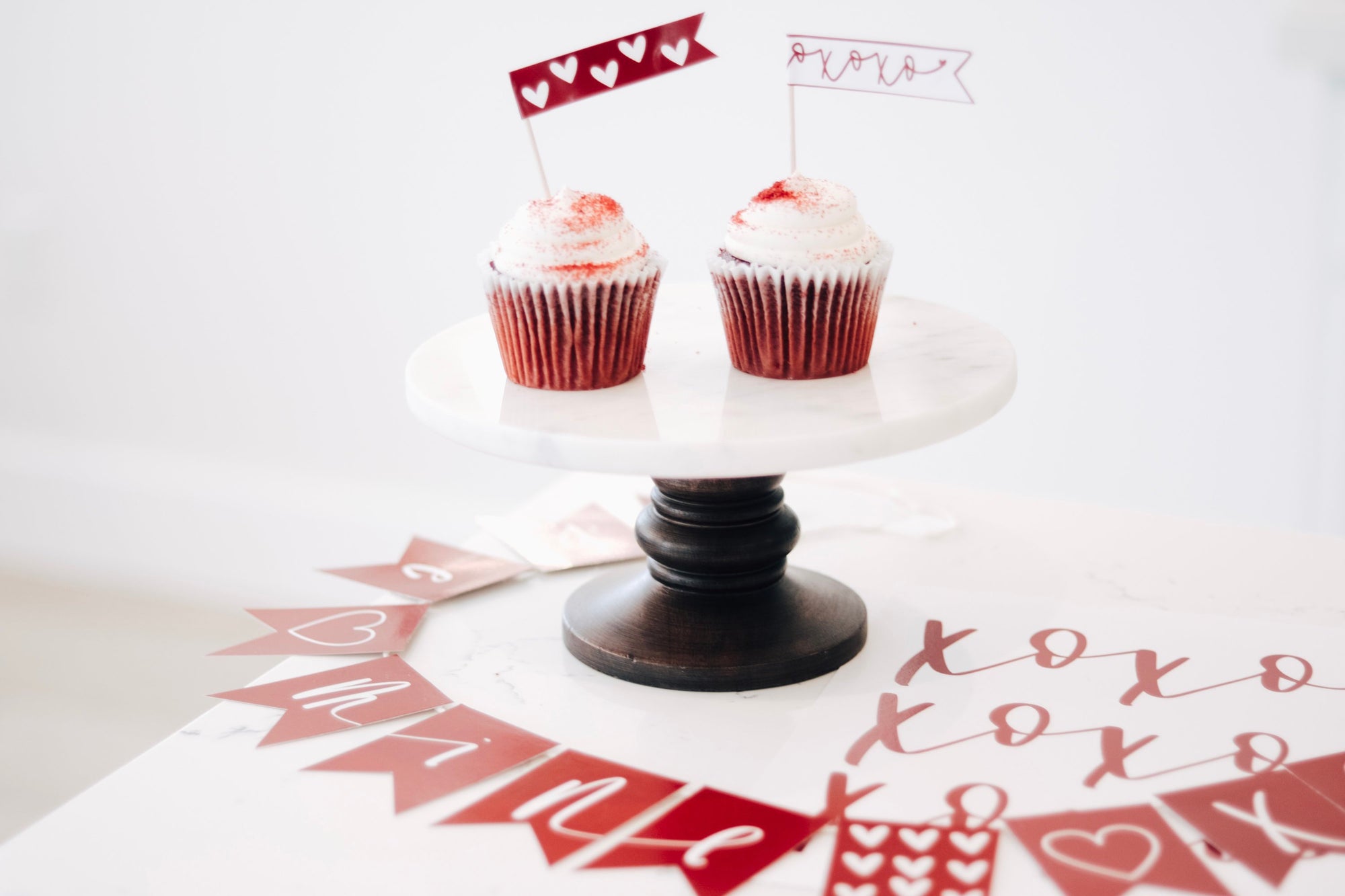 RED | bundle XOXO Valentines Day | Banner, Print, Cupcake Toppers | Galentines | February | Holiday Decor | Calligraphy| Instant Download |