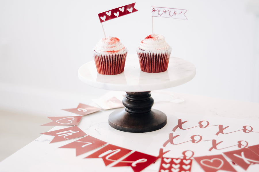 RED | bundle XOXO Valentines Day | Banner, Print, Cupcake Toppers | Galentines | February | Holiday Decor | Calligraphy| Instant Download |