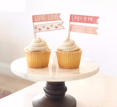 PINK+PEACH BUNDLE Xoxo Valentines Day | Banner, Print, Cupcake Toppers |Galentines | February| Holiday Decor|Calligraphy| Instant Download |