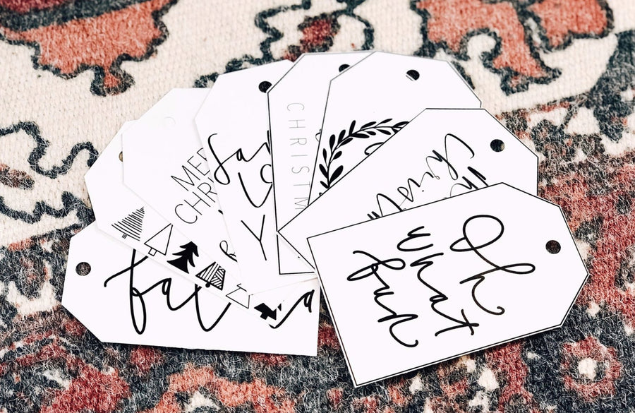 CHRISTMAS GIFT tags | Black and White Christmas Tags | Modern Minimalist Christmas | Calligraphy Tags | Handwritten Christmas Tags