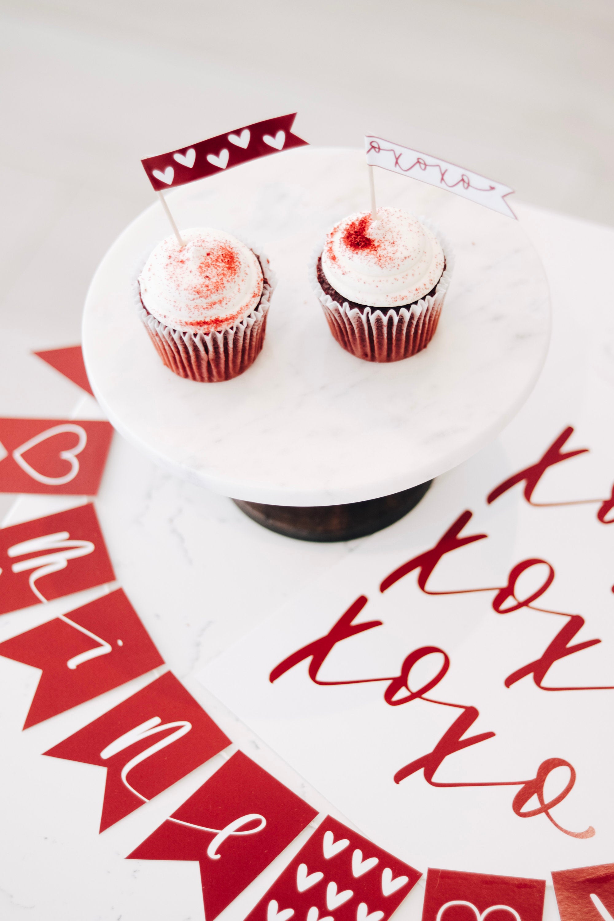 RED | bundle XOXO Valentines Day | Banner, Print, Cupcake Toppers | Galentines | February | Holiday Decor | Calligraphy| Instant Download |