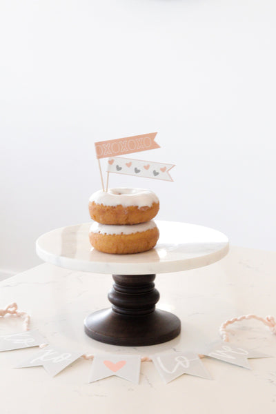 PINK+GRAY| BUNDLE Valentines Day | Banner, Print, Cupcake Toppers | Galentines | February | Holiday Decor | Calligraphy| Instant Download |