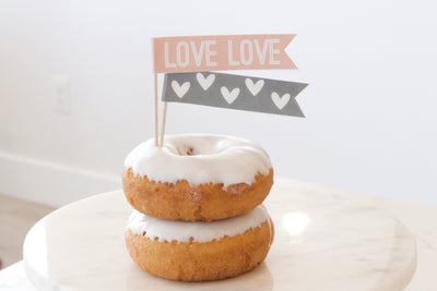 PINK+GRAY| BUNDLE Valentines Day | Banner, Print, Cupcake Toppers | Galentines | February | Holiday Decor | Calligraphy| Instant Download |