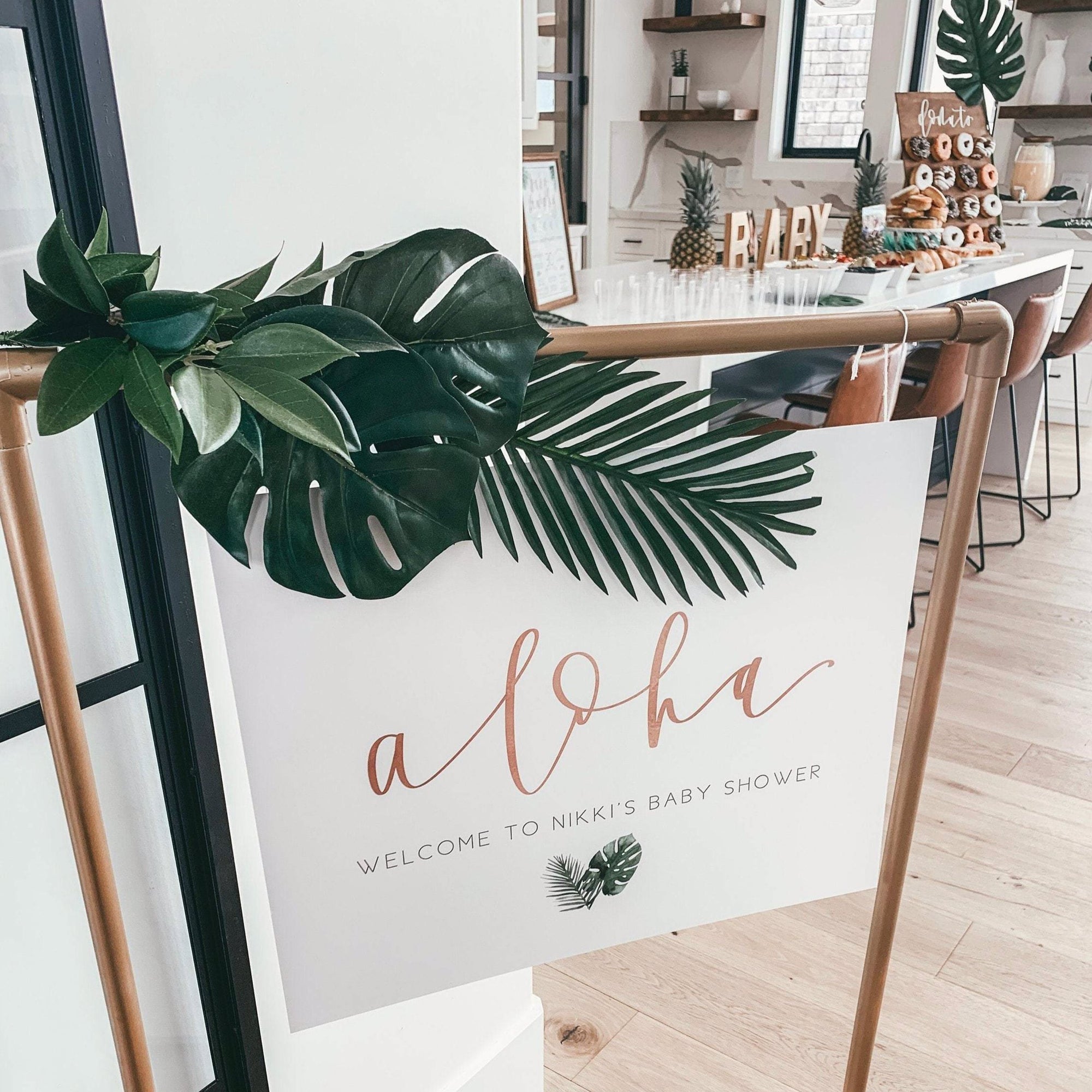 ALOHA WELCOME Party Sign| Tropical Shower | Hawaiian Party| Baby |Bridal|Personalized| Maternity| Mom to Be| Bride | Custom Digital Download