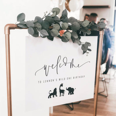 WILD ONE WELCOME Party Sign | First Birthday | Wild Animals Party | Safari | Zoo | Welcome Birthday Party | Bridal Shower