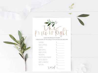 GOLD BABY Shower GAMES | Celebrity Baby Names | The Price is right | 2 Game Pack|  Greenery baby shower| Modern Calligraphy | Maternity