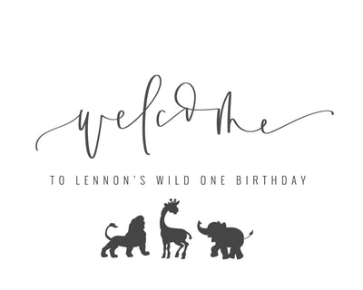 WILD ONE WELCOME Party Sign | First Birthday | Wild Animals Party | Safari | Zoo | Welcome Birthday Party | Bridal Shower