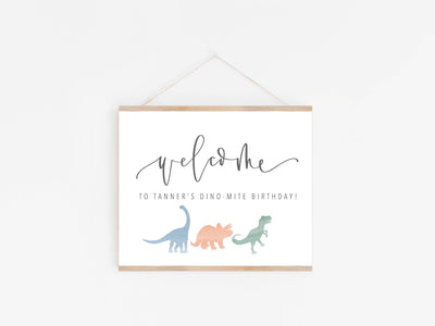 DINOSAUR WELCOME Party Sign | Dino Party Sign | DINO-mite Birthday | T-Rex | watercolor dinosaurs | Welcome Birthday Party Sign
