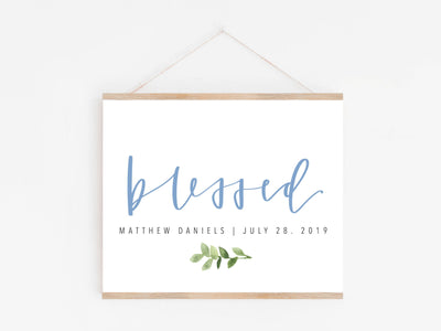 BLESSED baby sign | Baby blessing Print | Blessing Day Sign | Digital Download | Custom name & Date | Newborn | Religious | Blessing Day
