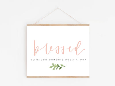 BLESSED baby sign | Baby blessing Print | Blessing Day Sign | Digital Download | Custom name & Date | Newborn | Religious | Blessing Day