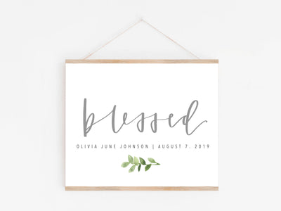 BLESSED baby sign | Baby blessing Print | Blessing Day Sign | Digital Download | Custom name & Date | Newborn | Religious | Blessing Day