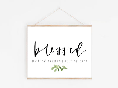 BLESSED baby sign | Baby blessing Print | Blessing Day Sign | Digital Download | Custom name & Date | Newborn | Religious | Blessing Day