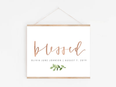 BLESSED baby sign | Baby blessing Print | Blessing Day Sign | Digital Download | Custom name & Date | Newborn | Religious | Blessing Day
