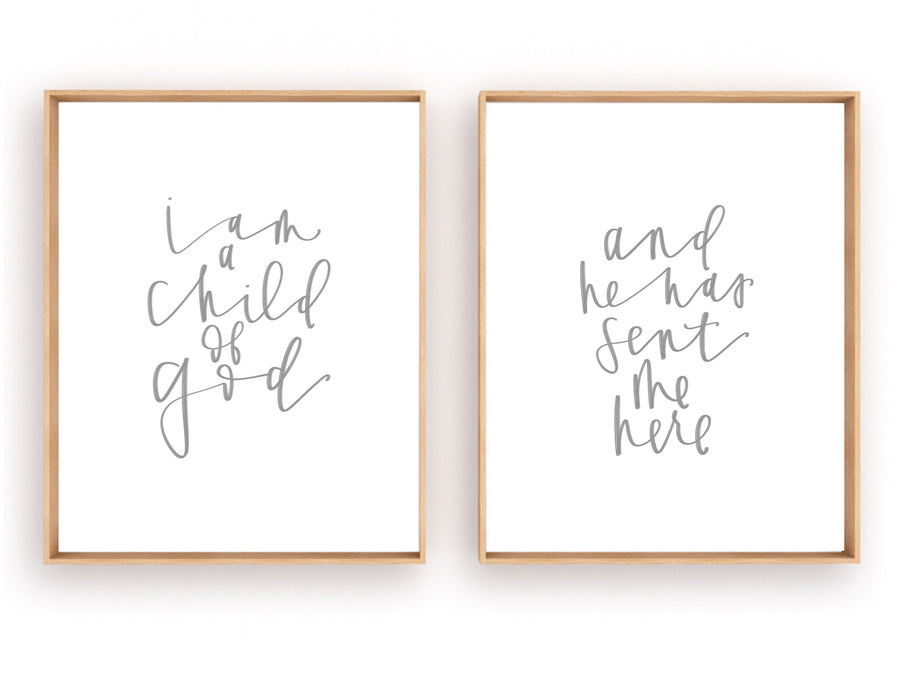 I am a child of God and he has sent me here | Nursery Wall Art | Kids Hymn | Jesus Christ | Christian |Primary |Digital Download | Printable