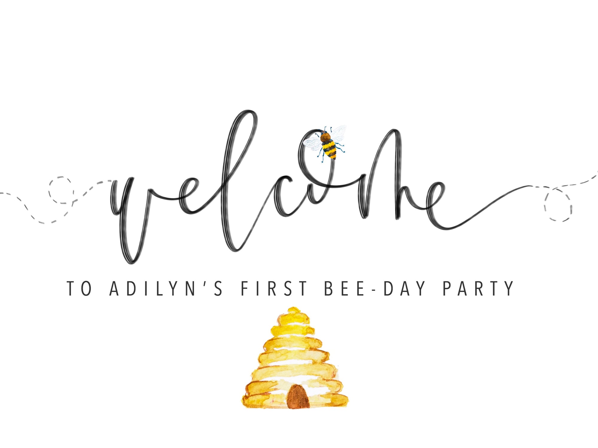 BEE WELCOME Sign | Bee-day | Bee Baby shower Party Sign | Bee Birthday | Honey Bee party | Bee Baby Shower | mama to bee| Little Hunny Bee