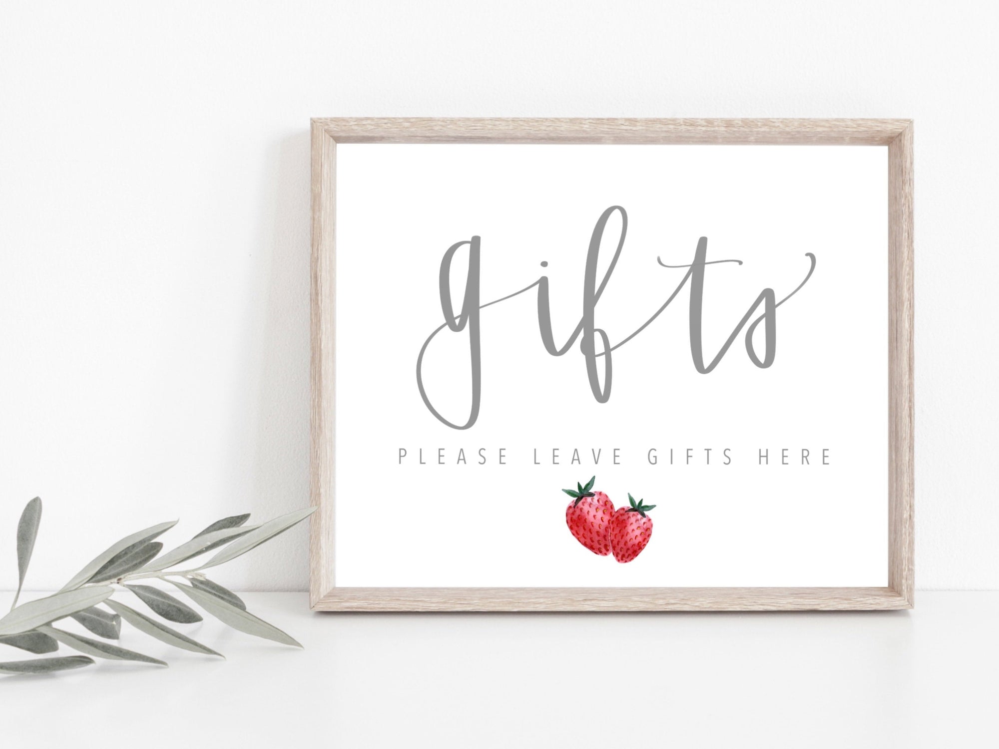 STRAWBERRY BABY Shower GIFT Sign | Gifts for Baby | Strawberries | Printable | Digital Download | Berry sweet | Baby Sprinkle | Gift Sign