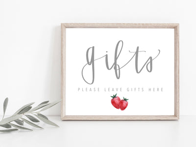 STRAWBERRY BABY Shower GIFT Sign | Gifts for Baby | Strawberries | Printable | Digital Download | Berry sweet | Baby Sprinkle | Gift Sign