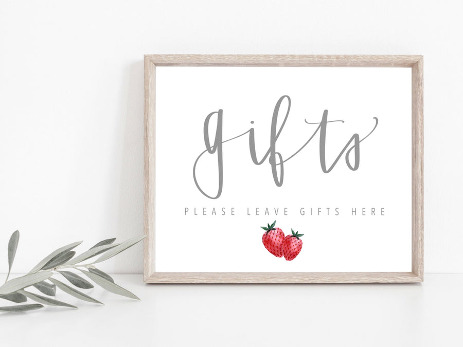 STRAWBERRY BABY Shower GIFT Sign | Gifts for Baby | Strawberries | Printable | Digital Download | Berry sweet | Baby Sprinkle | Gift Sign