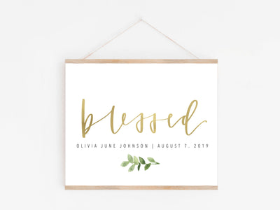 BLESSED baby sign | Baby blessing Print | Blessing Day Sign | Digital Download | Custom name & Date | Newborn | Religious | Blessing Day