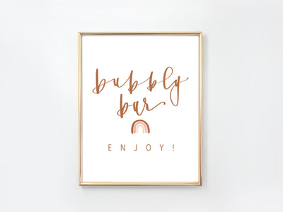 RAINBOW Bubbly Bar | BABY SHOWER sign | Drink Sign | Modern Shower Sign | Instant Download | Calligraphy | Birthday party | Party Sign