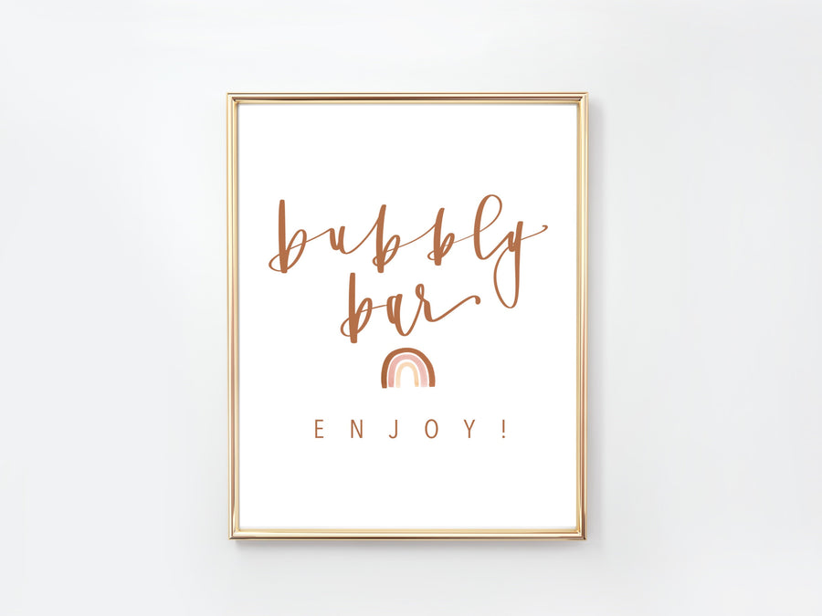 RAINBOW Bubbly Bar | BABY SHOWER sign | Drink Sign | Modern Shower Sign | Instant Download | Calligraphy | Birthday party | Party Sign