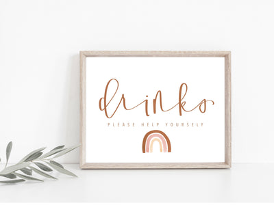 RAINBOW | Drinks party Sign | BABY SHOWER | Drink Sign | Modern Shower Sign | Instant Download | Calligraphy | Birthday party | Party Sign