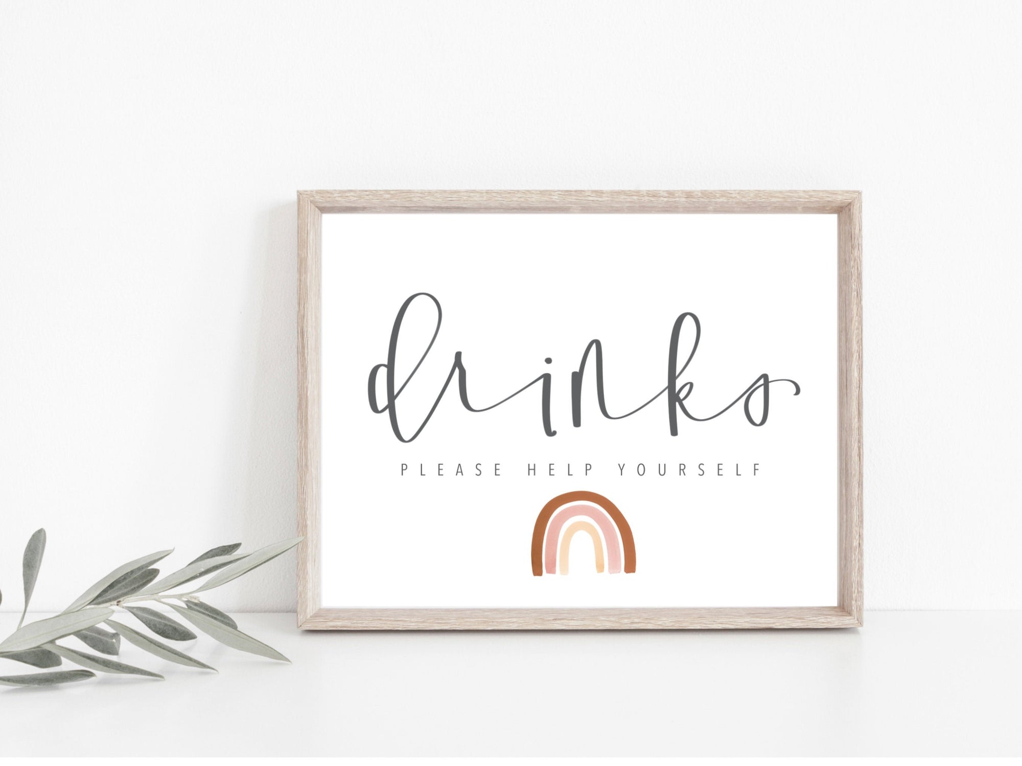 RAINBOW | Drinks party Sign | BABY SHOWER | Drink Sign | Modern Shower Sign | Instant Download | Calligraphy | Birthday party | Party Sign