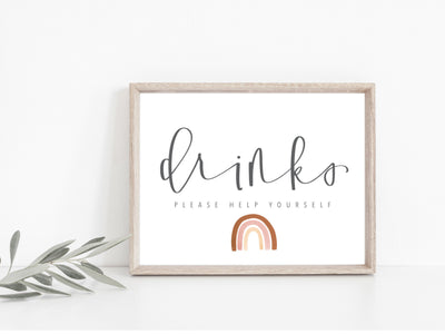 RAINBOW | Drinks party Sign | BABY SHOWER | Drink Sign | Modern Shower Sign | Instant Download | Calligraphy | Birthday party | Party Sign