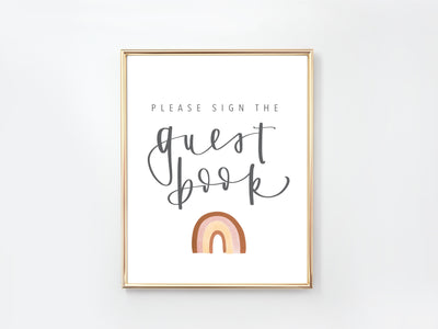 RAINBOW | GUEST BOOK Sign | Modern Party Sign | Baby shower | Wedding Sign | Birthday Party | Anniversary Party | Bridal Shower |Sprinkle