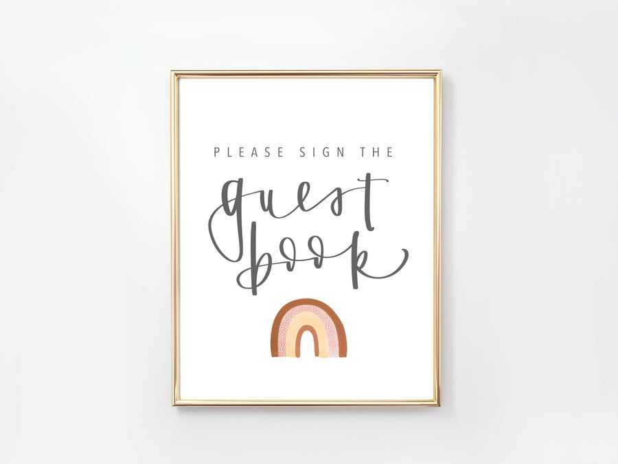 RAINBOW | GUEST BOOK Sign | Modern Party Sign | Baby shower | Wedding Sign | Birthday Party | Anniversary Party | Bridal Shower |Sprinkle