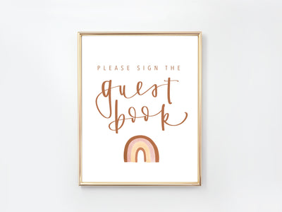 RAINBOW | GUEST BOOK Sign | Modern Party Sign | Baby shower | Wedding Sign | Birthday Party | Anniversary Party | Bridal Shower |Sprinkle
