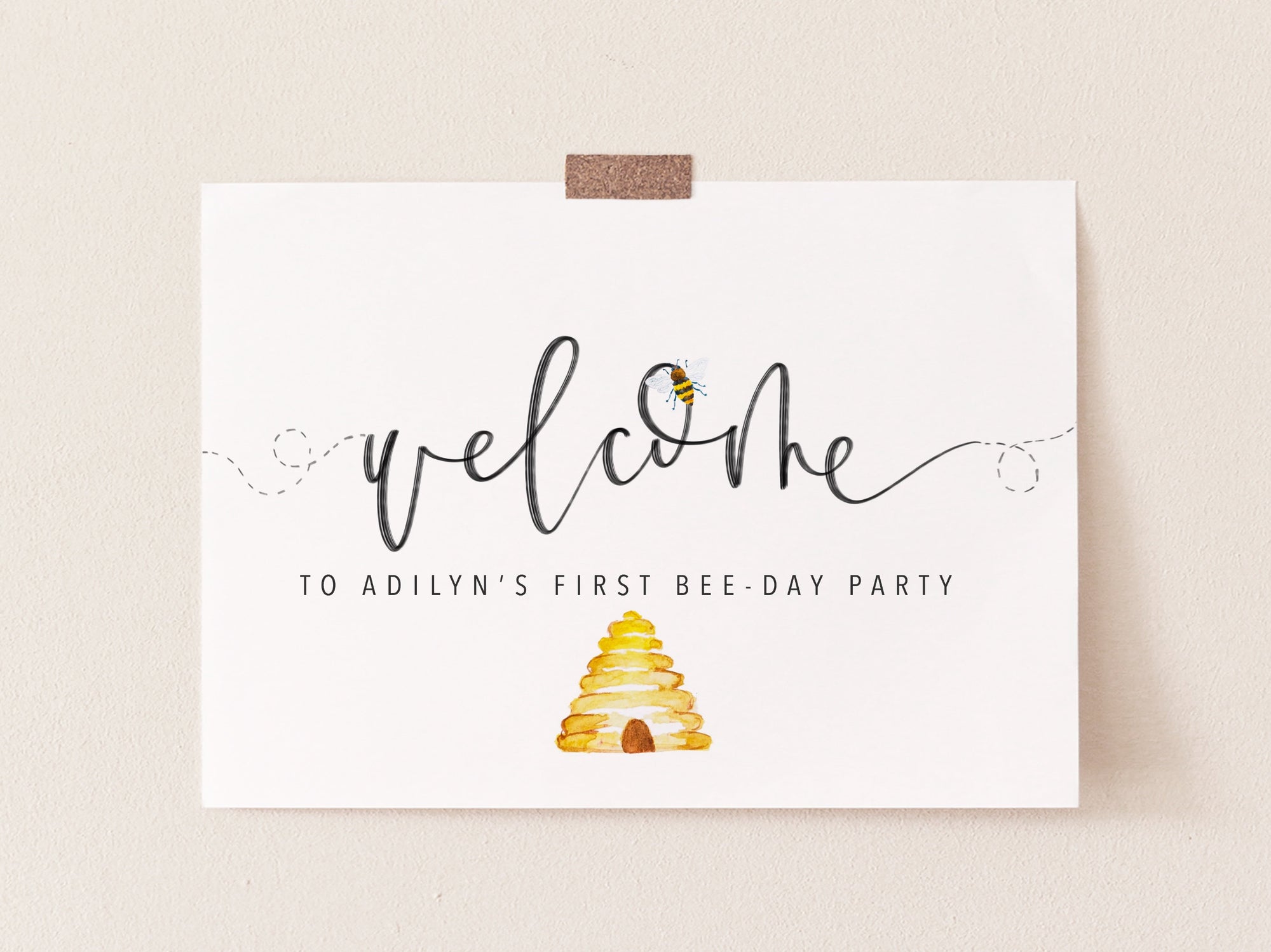 BEE WELCOME Sign | Bee-day | Bee Baby shower Party Sign | Bee Birthday | Honey Bee party | Bee Baby Shower | mama to bee| Little Hunny Bee