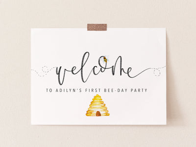 BEE WELCOME Sign | Bee-day | Bee Baby shower Party Sign | Bee Birthday | Honey Bee party | Bee Baby Shower | mama to bee| Little Hunny Bee