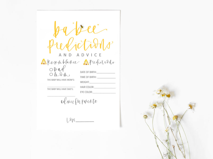 BEE | Baby PREDICTIONS & CELEBRITY baby Names | Baby Shower Game | Honey Bee Baby shower| 2 Pack | Instant Download | Baby bee Sprinkle