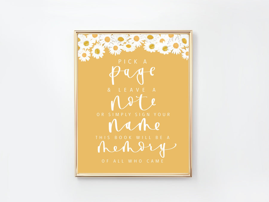 DAISY | GUEST BOOK sign | wedding | First Beeday | One is sweet |  Digital Download | Daisy Party | baby shower | sprinkle | bridal shower
