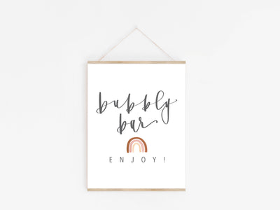 RAINBOW Bubbly Bar | BABY SHOWER sign | Drink Sign | Modern Shower Sign | Instant Download | Calligraphy | Birthday party | Party Sign