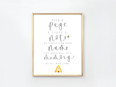 BEE | GUEST BOOK Sign | Modern Party Sign | Baby shower | Wedding Sign | Birthday Party | First BeeDay | Bridal Shower |Sprinkle