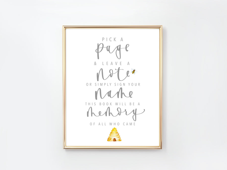 BEE | GUEST BOOK Sign | Modern Party Sign | Baby shower | Wedding Sign | Birthday Party | First BeeDay | Bridal Shower |Sprinkle